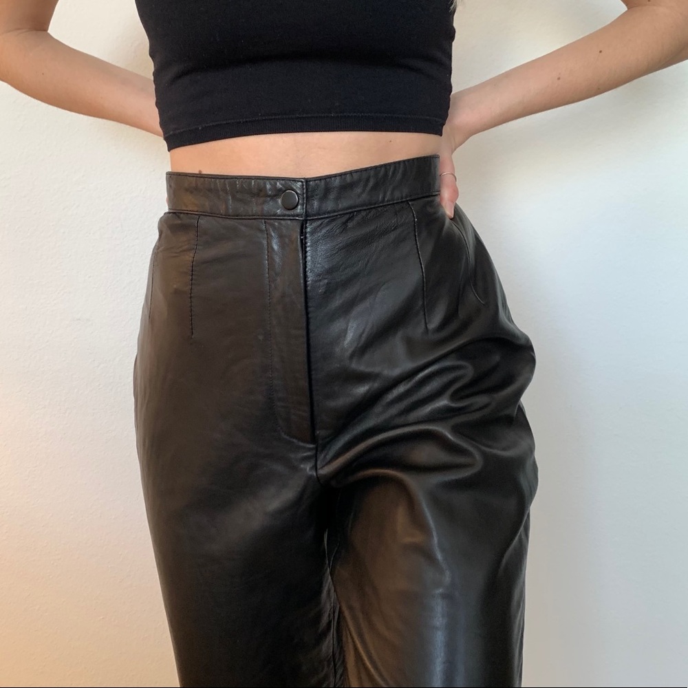 Genuine Leather High Waisted Pants